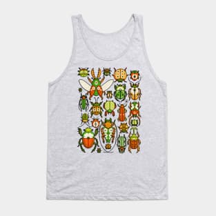 Retro Groovy Beetles Folk Art Floral Insects Illustration Tank Top